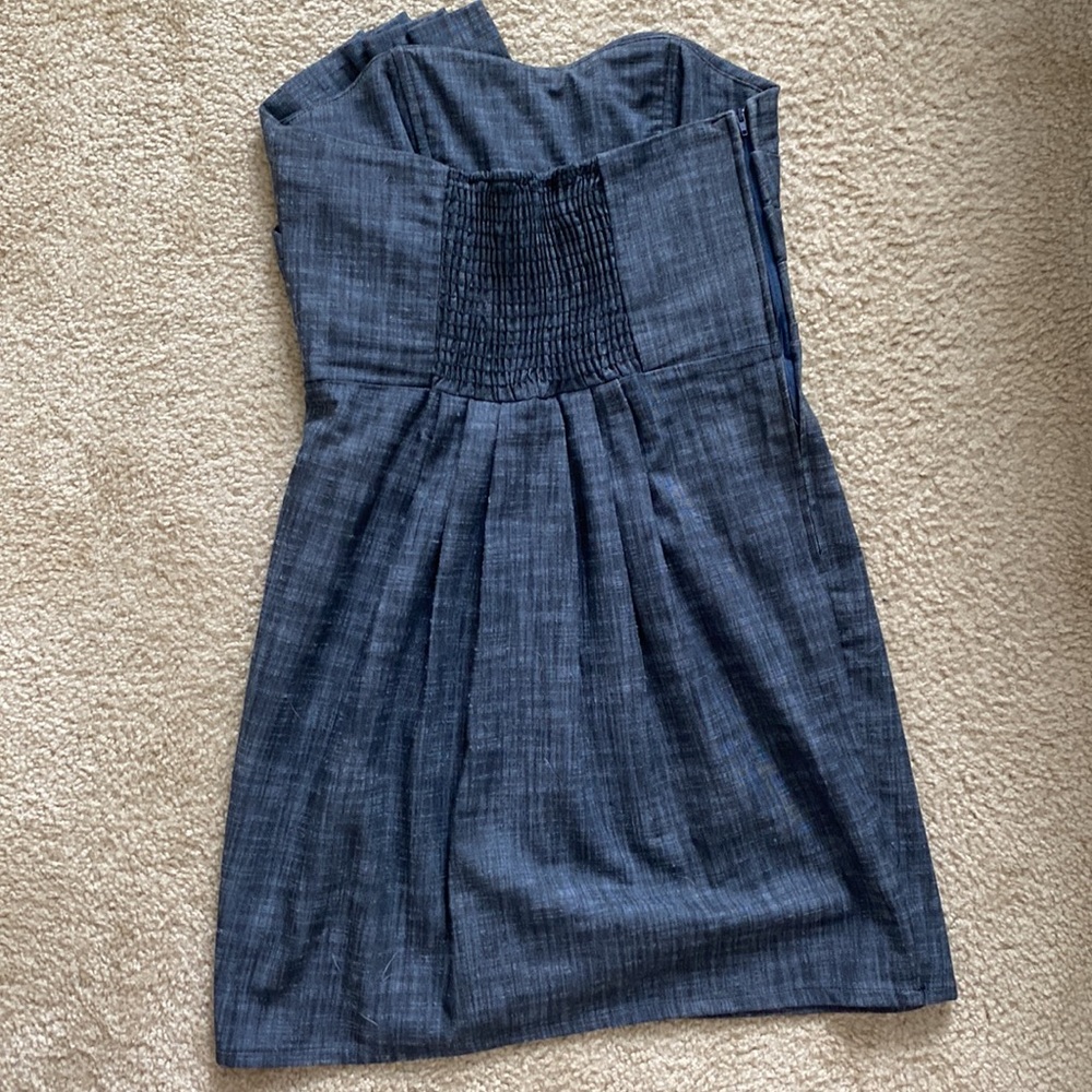 Strapless mini dress w/ pleated front - Picture 2 of 3